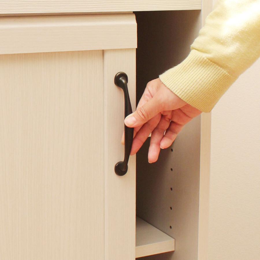 白井産業 薄型キャビネット 幅89.9cm カウンター下収納 引戸 フレンチ