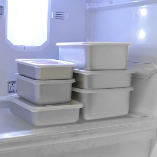 保存容器 アルミ保存容器 浅型 小 0.7L 蓋付き （ アルミ製 冷凍OK