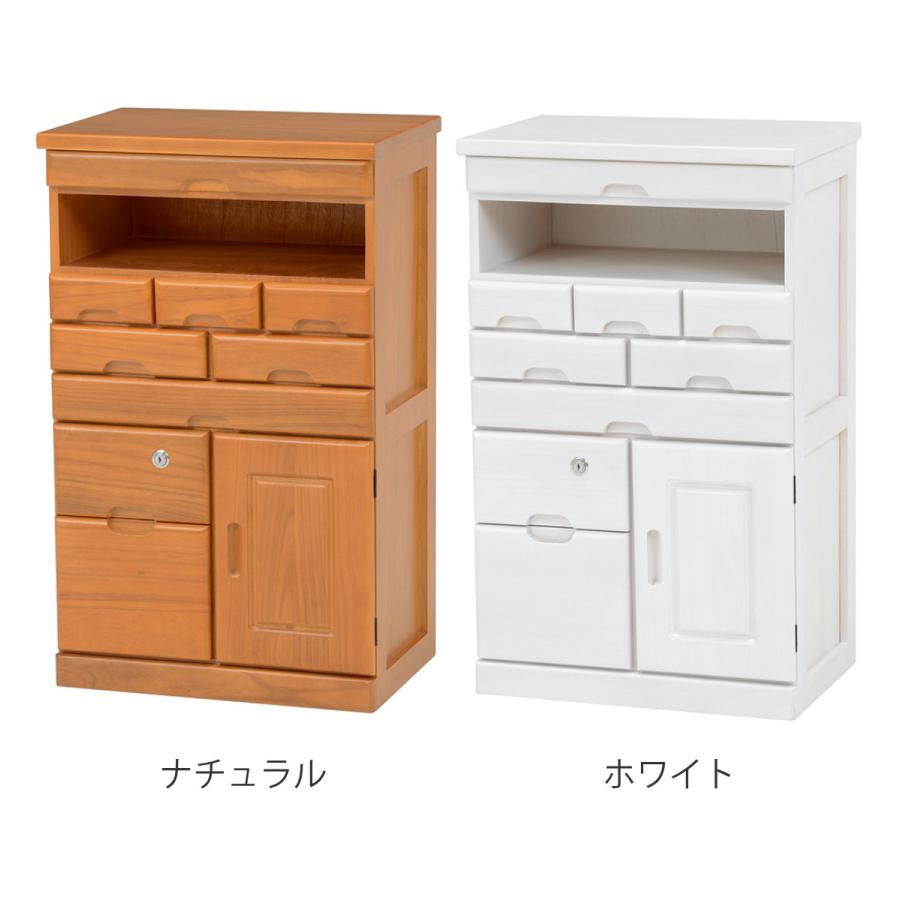 電話台 幅48cm 多段引出し 鍵付き 天然木 完成品 （ チェスト 鍵付 収納 多段チェスト ファックス台 キャビネット 【フレックス】 桐製 ）