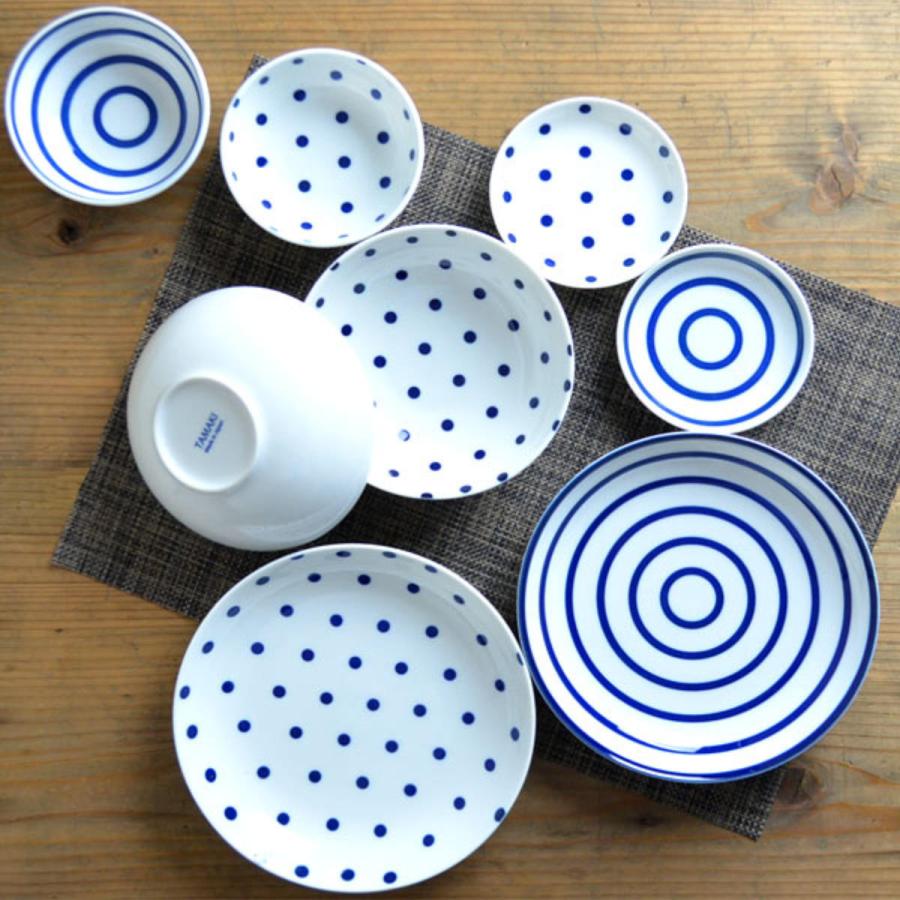 TAMAKI プレート 22cm インディゴ 磁器 同枚5個セット （ 食洗機対応