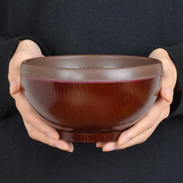 どんぶり椀 ダブルウォール 木目調 食洗機対応 プラスチック製 （ 和