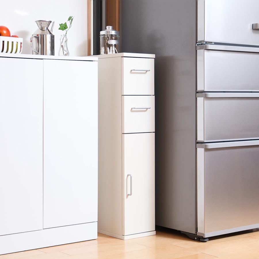 木製15段引き出し収納ラック 朝日木材加工 キッチン収納 すき間収納 スリムチェスト 引出し 2段 木