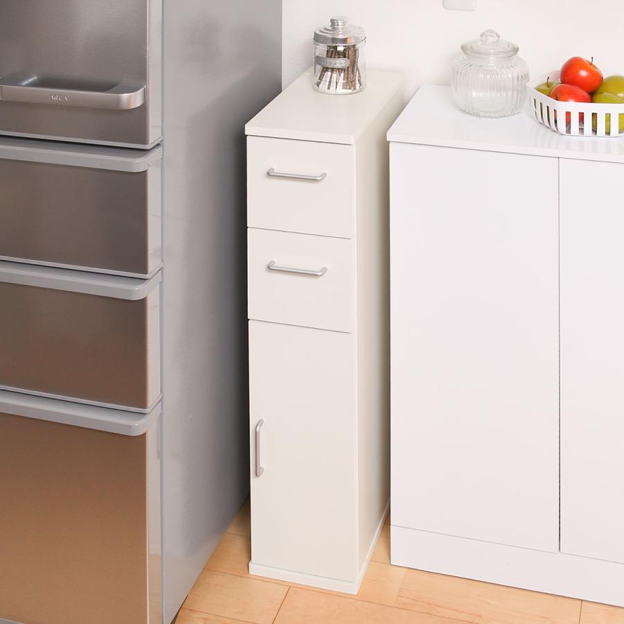 朝日木材加工 キッチン収納 すき間収納 スリムチェスト 引出し 2段 木