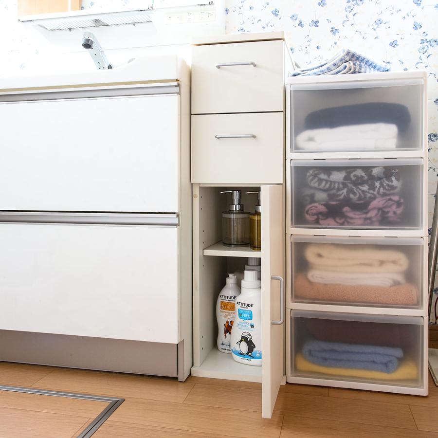 朝日木材加工 キッチン収納 すき間収納 スリムチェスト 引出し 2段 木