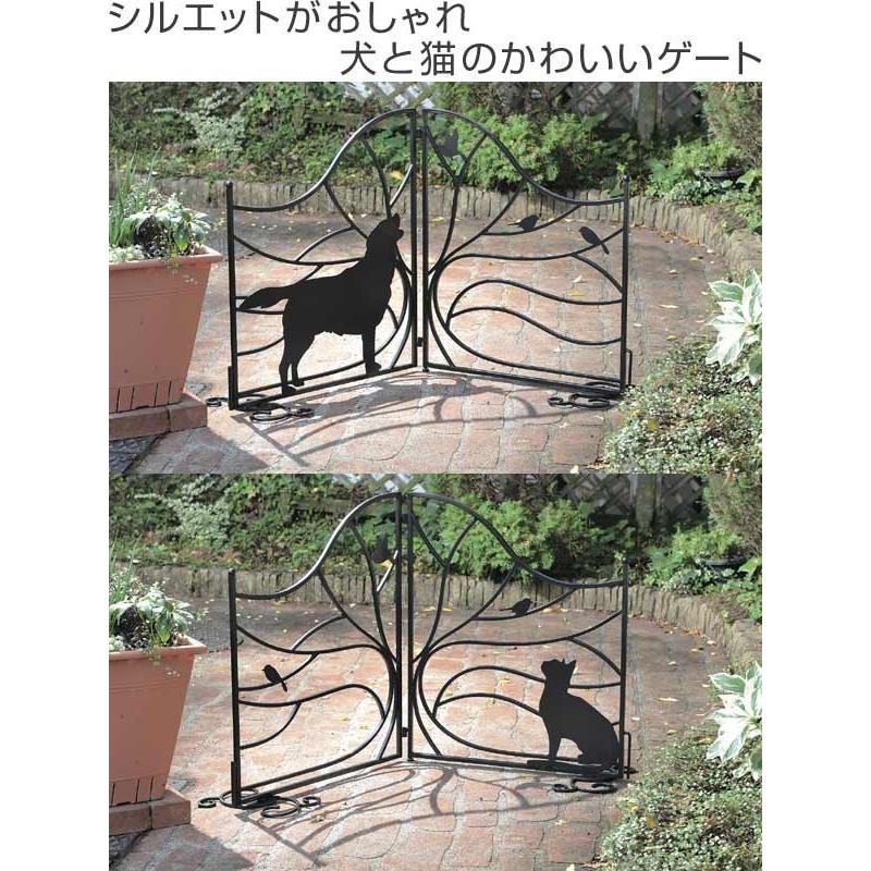 シルエットゲート　Tree＆Dog　Tree＆Cat （ 柵 ゲート 仕切り 折りたたみ式 エクステリア おしゃれ 衝立 犬 DOG 猫 ネコ CAT セトクラフト ）