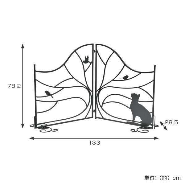 シルエットゲート　Tree＆Dog　Tree＆Cat （ 柵 ゲート 仕切り 折りたたみ式 エクステリア おしゃれ 衝立 犬 DOG 猫 ネコ CAT セトクラフト ）
