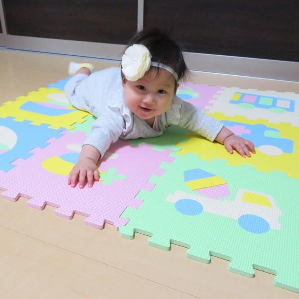 パズルマット ジョイントマット 乗り物 9枚入り 厚さ1cm （ フロア