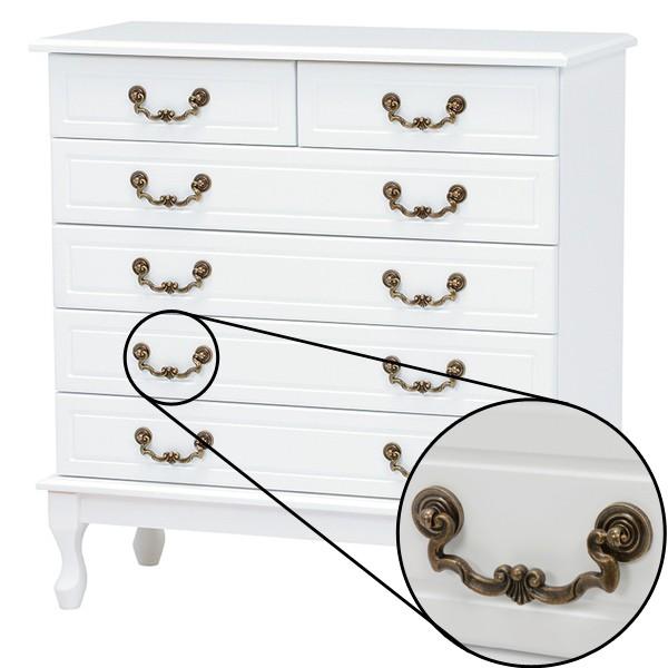 姫系ホワイト5段チェスト チェスト ホワイト おしゃれ かわいい 収納 洋服ダンス フェミニン 白
