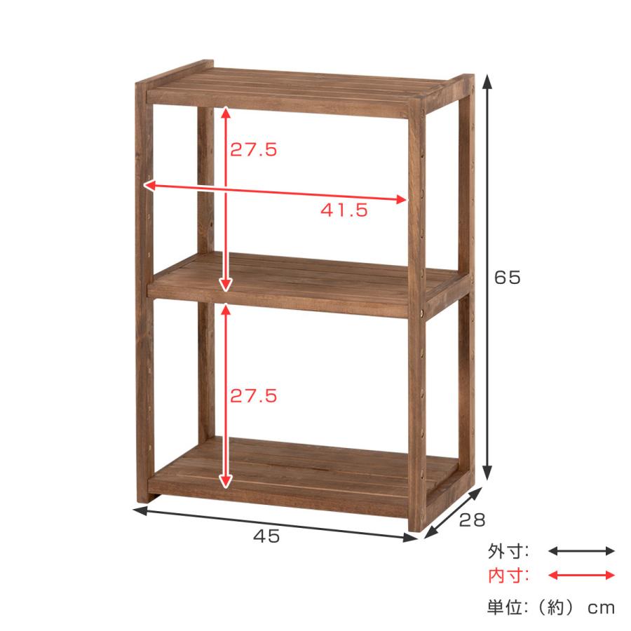 オープンラック 3段 木製 ディスプレイラック ウッドプロダクツ 幅45cm （ 木製ラック シェルフ 収納棚 収納ラック 棚 天然木 ウッドラック ）｜colorfulbox｜07
