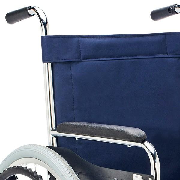 車いす スチール製 自走式 背固定 紺（ナイロンシート） 座面幅42cm