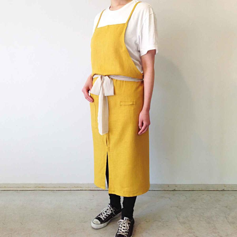 エプロン 無地 REMUST リネン （ リマスト 日本製 ポケット付き ループ