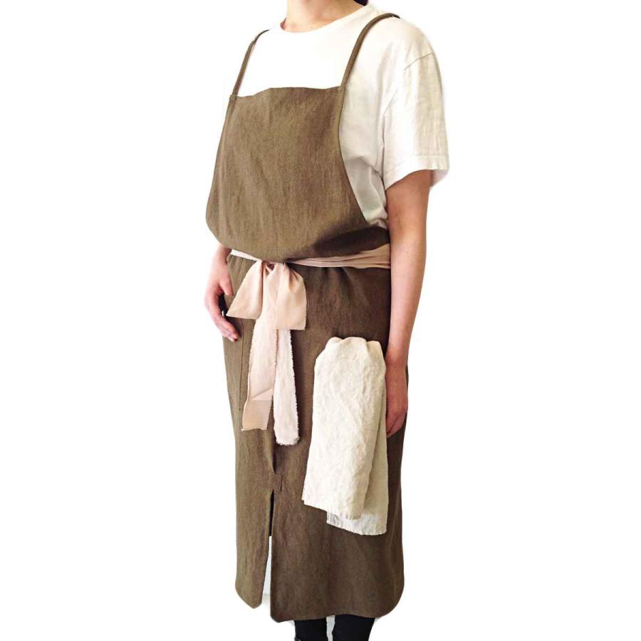 エプロン 無地 REMUST リネン （ リマスト 日本製 ポケット付き ループ