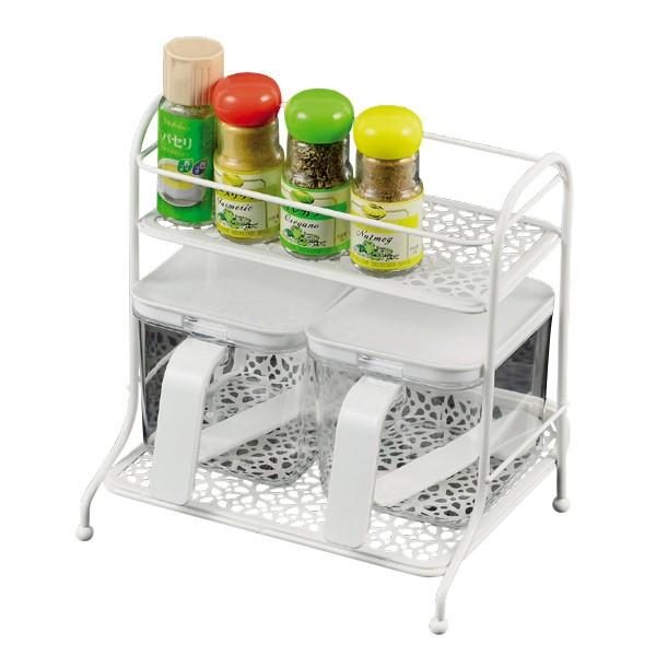 パール金属 調味料ラック スチールレース 調味料ラック2段 スチール製