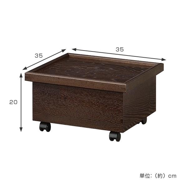 箱膳 座卓 キャスター付 日本製 35cm角 （ お膳 御膳 食卓 ロー