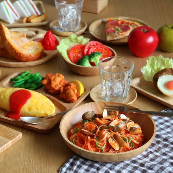 パスタボウル 22cm 木製食器 ラバーウッド warms 3個セット （ 木 食器