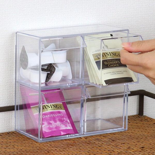 小物入れ 引き出し ミニ プラスチック クリア 卓上 透明 収納 2段×2列