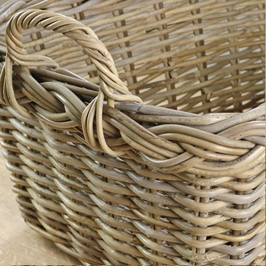 バスケット ラタン 幅61×奥行43×高さ32 持ち手付き かご 大きい