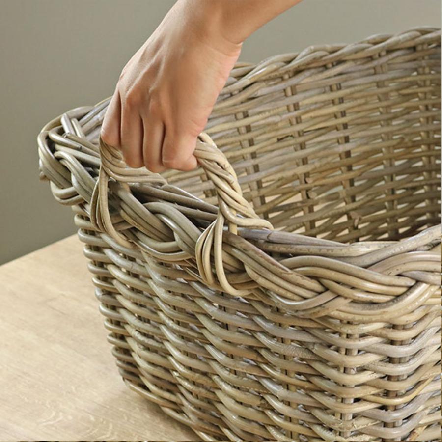 バスケット ラタン 幅61×奥行43×高さ32 持ち手付き かご 大きい