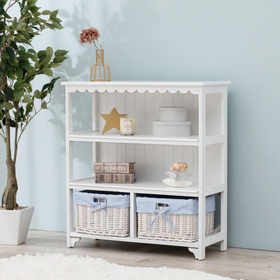 HAGiHARA（萩原） オープンラック 3段 編みカゴ 引出し2杯 姫系