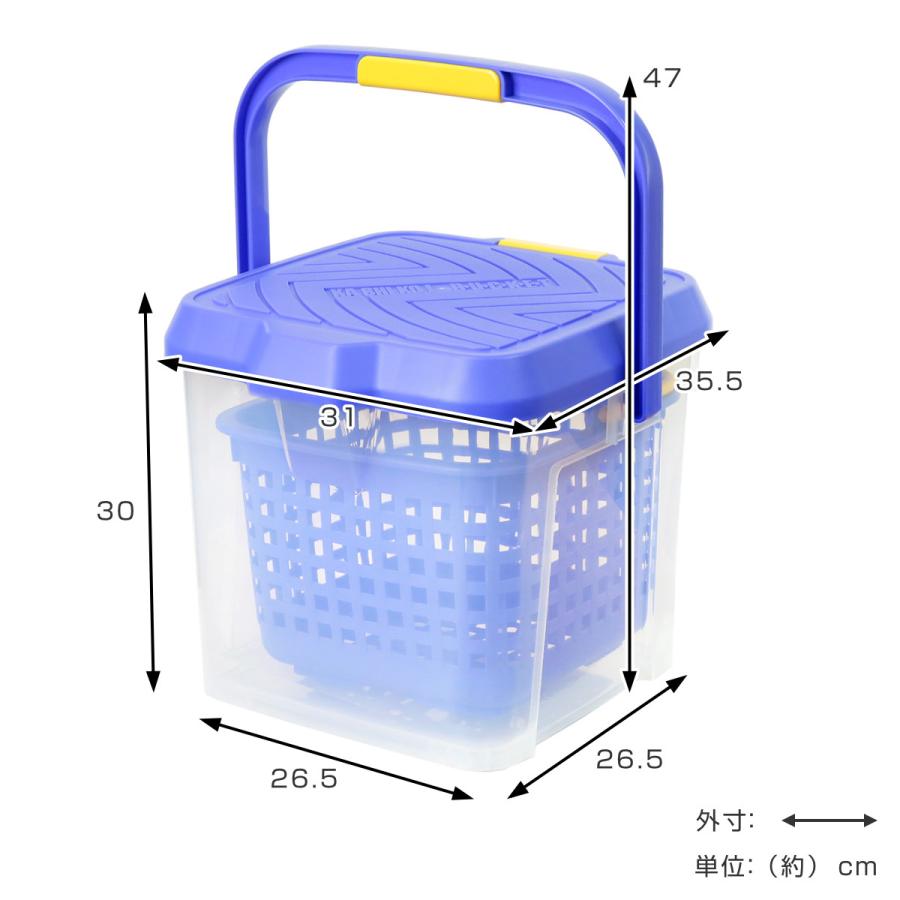 イノマタ化学 バケツ 17L かしこいバケツ （ 四角 ふた付き カゴ付き
