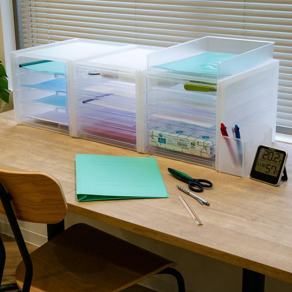 SANKA レターケース A4 浅3深1段 半透明 squ＋ ナチュラ ソーフィス