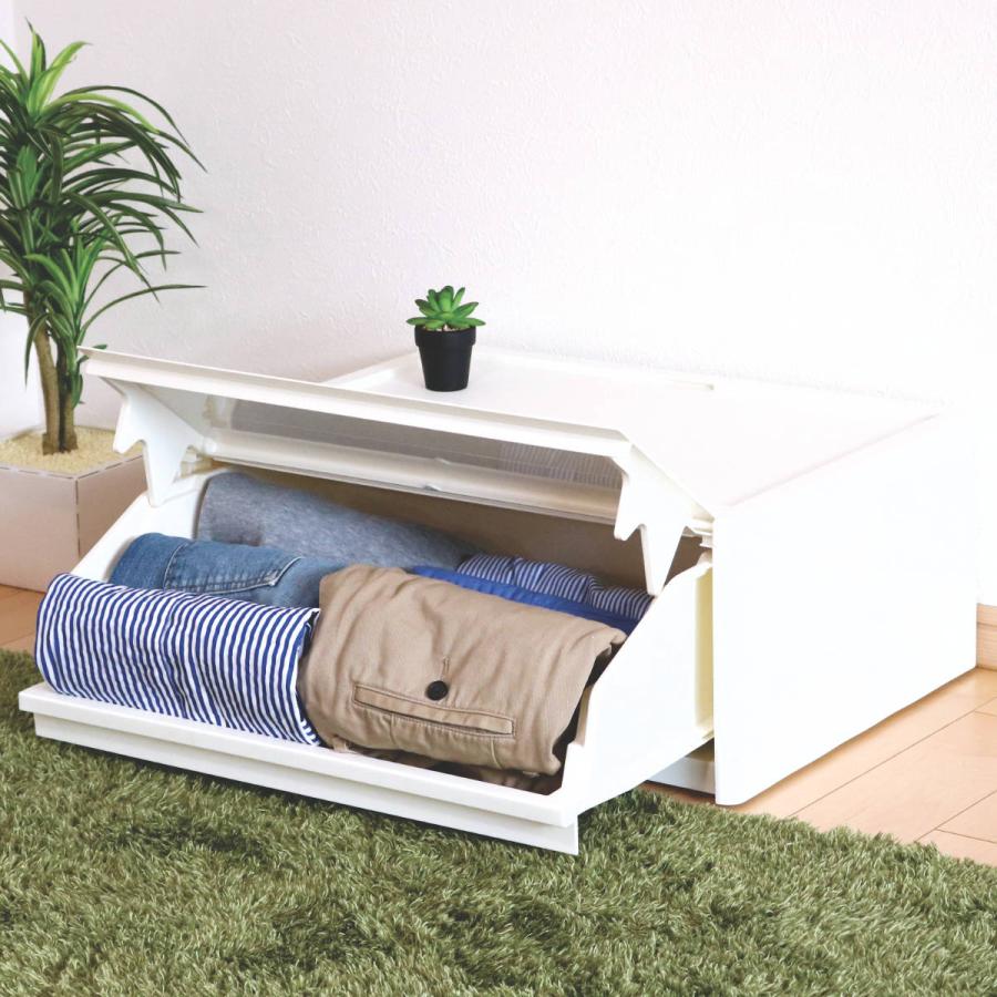 JEJアステージ 収納ケース 1段 前開き 引き出し 白 完成品 日本製