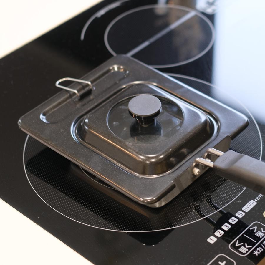 卵焼き器用蓋 15×18cm ガラス窓付き 玉子焼きカバー コンパクト