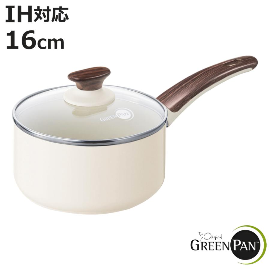 GREEN PAN グリーンパン 片手鍋 ソースパン 16cm 蓋付き WOOD-BE ウッドビー ダイヤモンド粒子配合 IH対応 （ ガス火 IH 対応 ミルクパン 小鍋 フタ付き ）｜colorfulbox