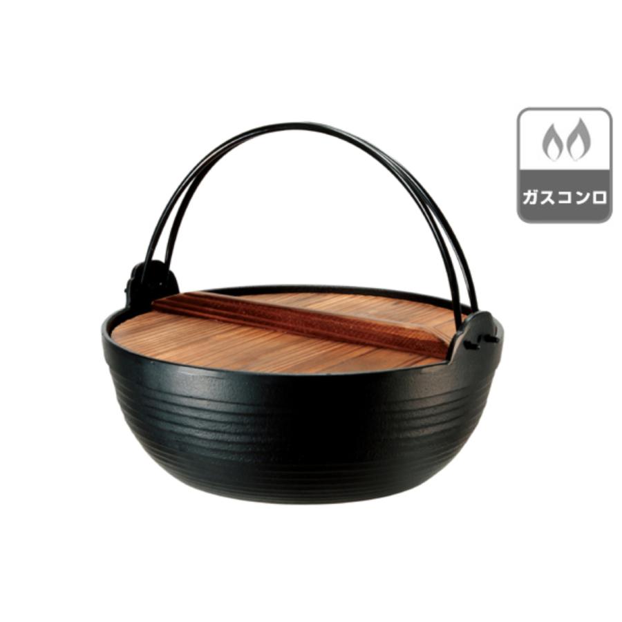 池永鉄工 いろり鍋 18cm ガス火専用 木蓋付き 割烹 丸鍋 南部鉄器 日本