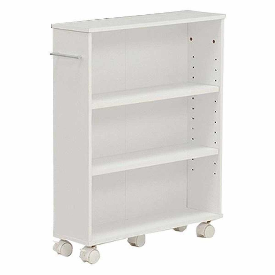 すきま収納ラック 幅16cm キャスター付 可動棚 3段 （ マガジンラック