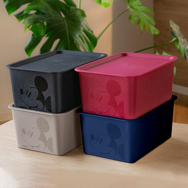 ディズニー　ミッキーマウス　収納缶 2個セット Disney（ディズニー） 収納ボックス フタ付き ハーフサイズ ミッキー