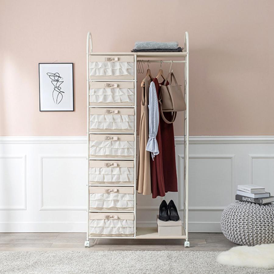 HAGiHARA（萩原） ハンガーラック ロートアイアン 姫系 収納ボックス付