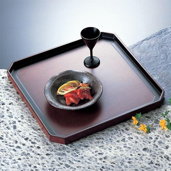 懐石膳　漆塗り　木製 正角盆 木製 尺1.5 隅切膳 あかね 盆 懐石盆 敷膳 越前漆器 漆塗 角盆