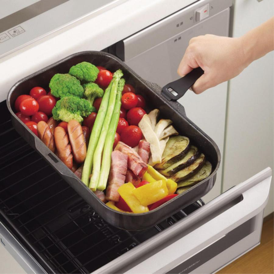 パール金属 角型グリルパン 30×18cm ラクッキング 鉄製 蓋・ハンドル付