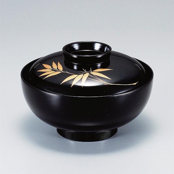 煮物椀 木製 4.5寸 竹切金入 黒漆塗 漆塗 吸物椀 お椀 食器 研出し 磨