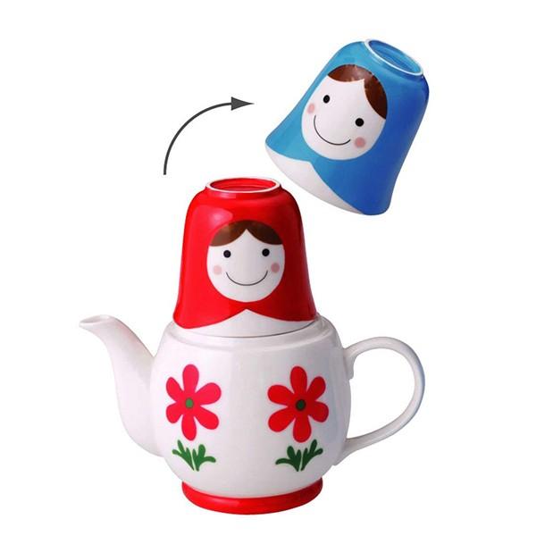 ティーポット カップ セット マトリョーシカ 急須 陶器 食器 （ 食洗機