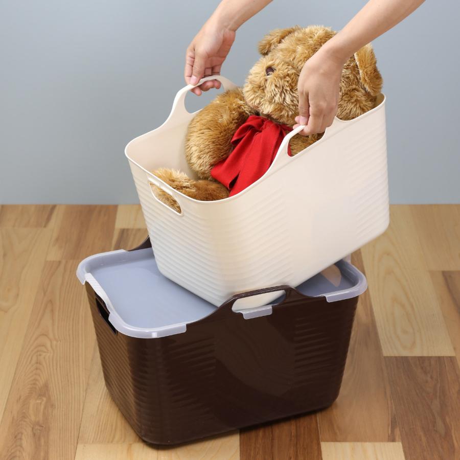 お洒落なカゴ　2個セット レトロな収納カゴ 角型バスケット 蓋付き 2個セット SZ740