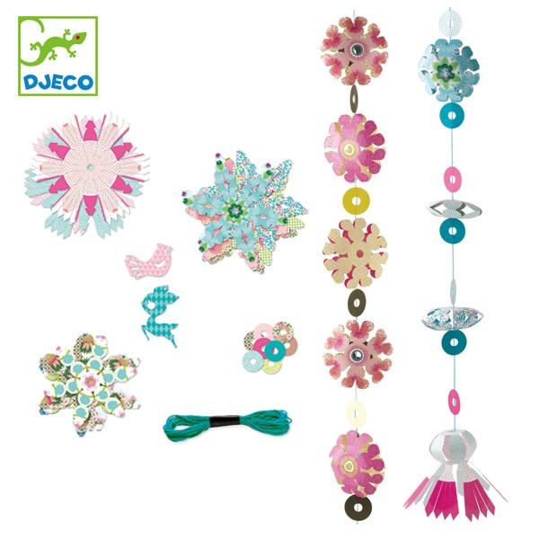 豪華で新しい ペーパークラフト道具 材料 お部屋の雰囲気を変えるペーパーガーランド ガーランド ホールディングガーランド 切り紙 キット おもちゃ 知育玩具 ジェコ Djeco 手作り 飾り 紙 遊び 子供部屋