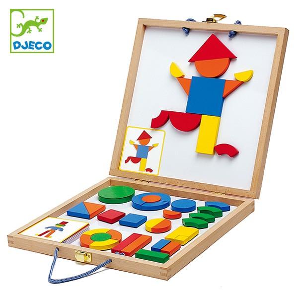 おもちゃ 木製 4歳 ジオフォームセットボックス マグネット パズル 知育玩具 ジェコ DJECO （ タングラムパズル マグネット お手本