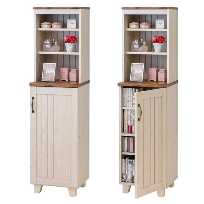 ハイキャビネット 扉付 本棚 カントリー調 幅40cm （ キャビネット