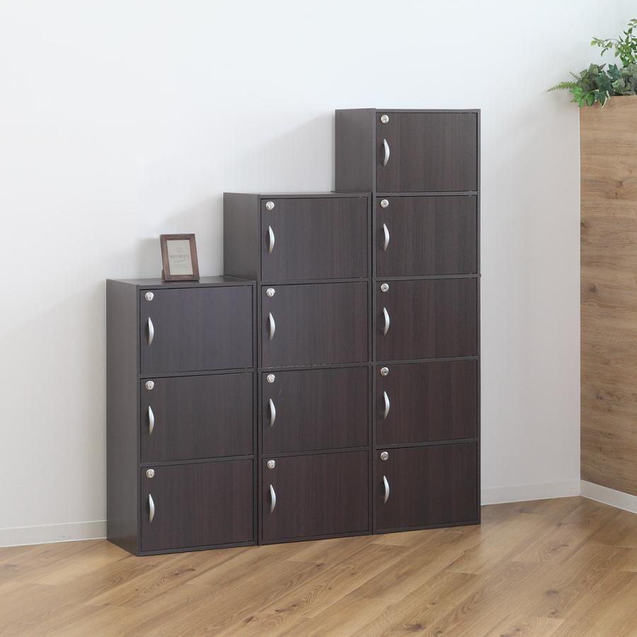 クロシオ カラーボックス 4段 全段鍵付 幅42cm （ 収納 家具 鍵付き 棚