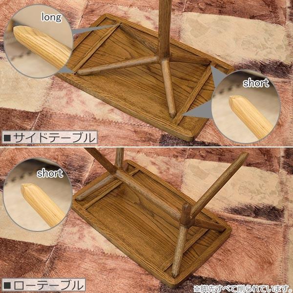 サイドテーブル 2WAY 天然木 幅54cm （ トレイ 高さ調節 木製 机 ）