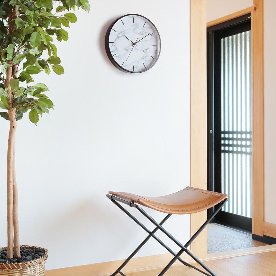 掛け時計 電波時計 直径 30.5cm マルモ ウォールクロック 大理石風  