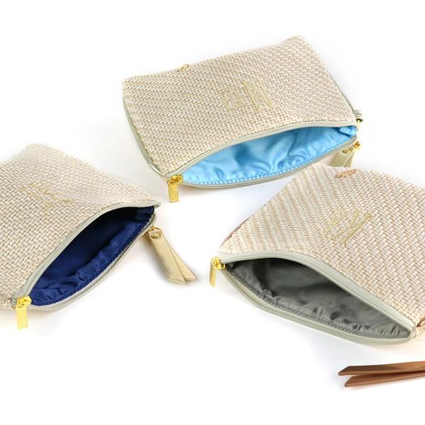 ポーチ Natural イニシャル フラットポーチ 化粧品 収納 （ コスメ