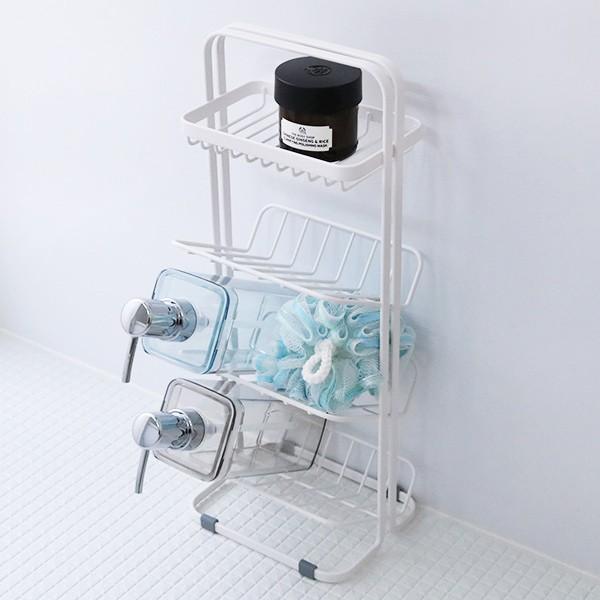 シャンプーラック ディスペンサースタンド Wコートスリムラック4段