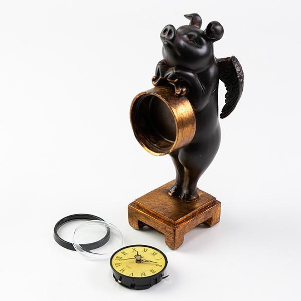 オブジェ 置き時計 置き時計 ぶたのオブジェ時計 アナログ アンティーク （ 置時計
