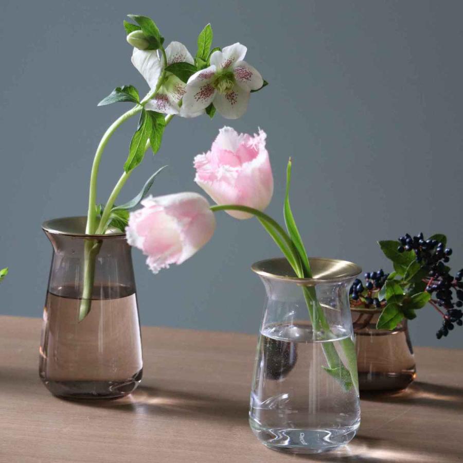 キントー 花瓶 ガラス 8×7cm 真鍮 LUNA ベース 花器 （ KINTO フラワーベース 一輪挿し 花 グリーン 栽培 ハーブ ）｜colorfulbox｜13