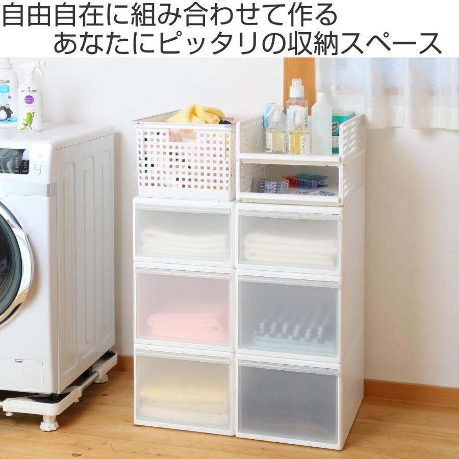 収納バスケット ワイド L プラスチック バスケット 収納 日本製 同色5個セット （ 収納ボックス 幅34 奥行46 ボックス 高さ26 かご カゴ 洗面所 キッチン ）｜colorfulbox｜04