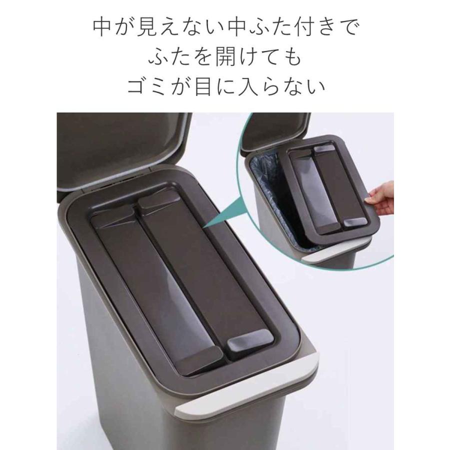 ゴミ箱 中フタ付き 21L パッキン付き 開けても防臭 スリム （ ごみ箱 21リットル 臭わない 中蓋 プッシュ ふた付き パッキン おむつ 介護用 縦型 省スペース ）｜colorfulbox｜09