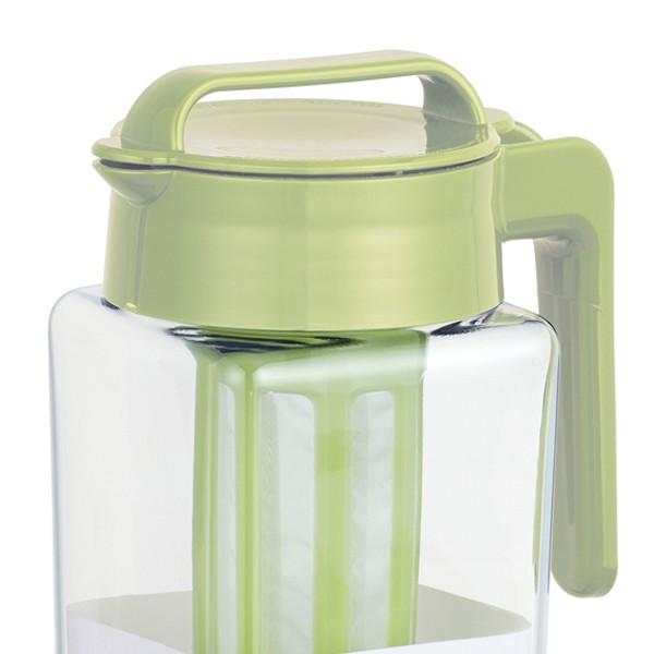 ピッチャー 2.1L 冷水筒 茶こし付き 耐熱 横置き ワンプッシュ 水差し K-1298 （ 麦茶ポット 熱湯 茶こし ドアポケット 角型 ジャグ ）｜colorfulbox｜02